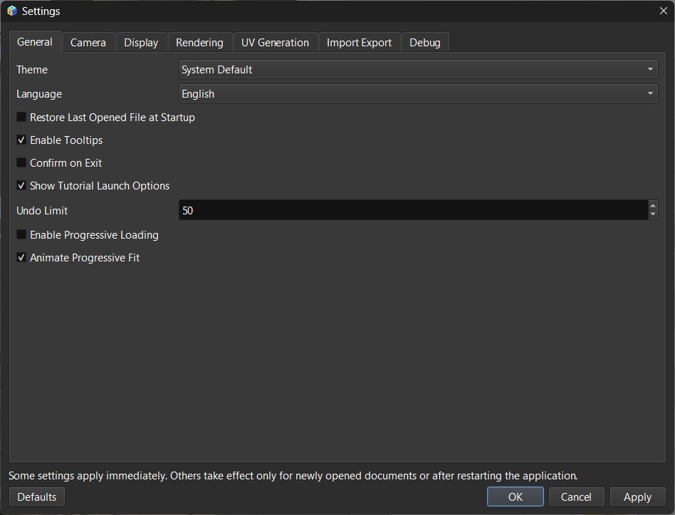 Settings Dialog